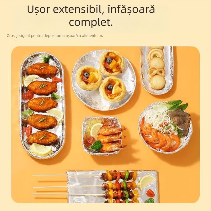 Meiliya folie de aluminiu pentru copt în air fryer, hârtie de copt de calitate alimentară, acoperire din silicon, tavă pentru cuptor și grătar