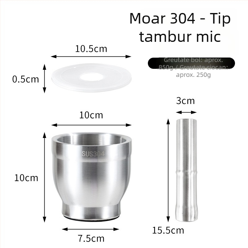 Mojar din oțel inoxidabil 304 pentru usturoi, zdrobitor manual, ustensilă de bucătărie