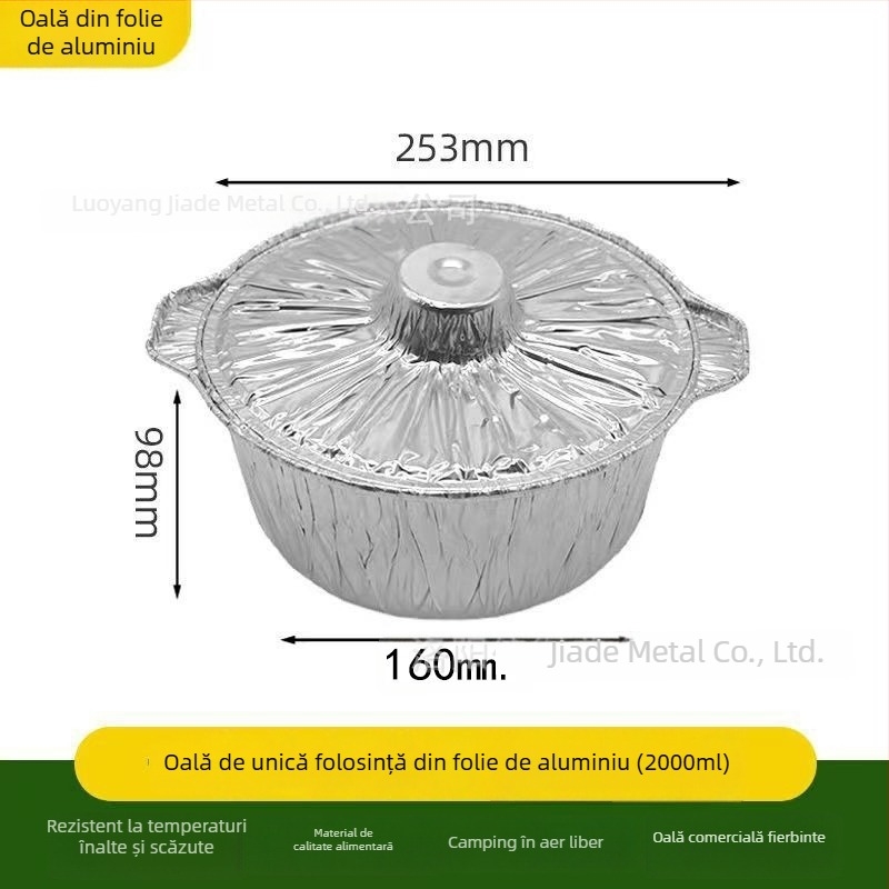 Oală din folie de aluminiu, de unică folosință, pentru hot pot și camping