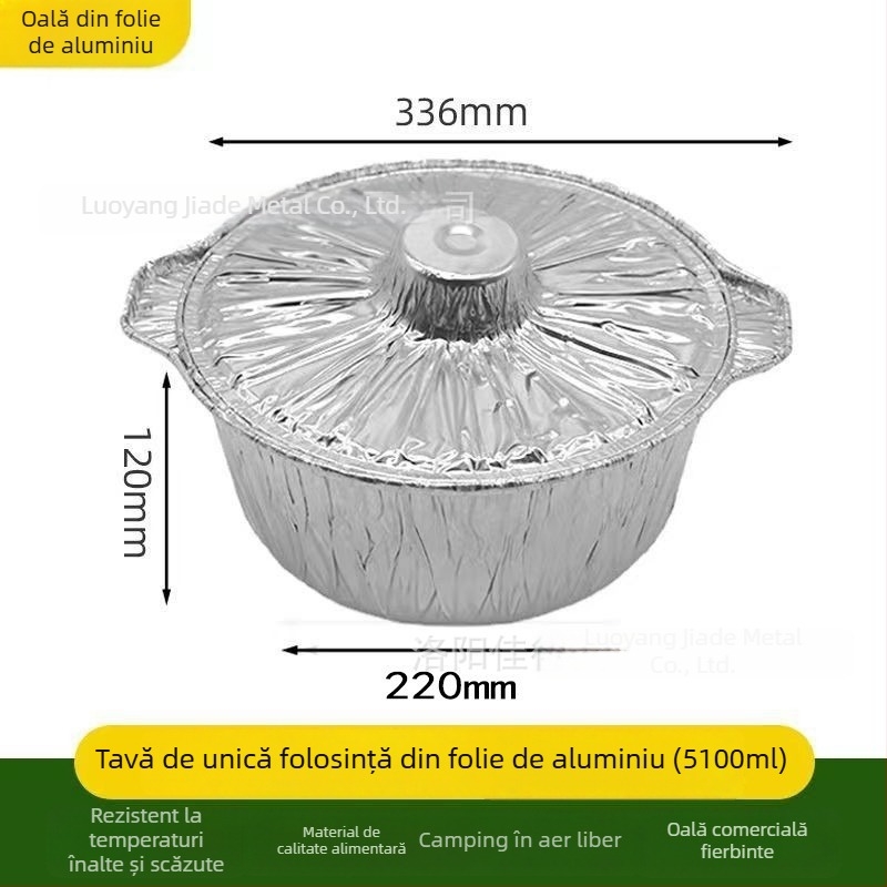 Oală din folie de aluminiu, de unică folosință, pentru hot pot și camping