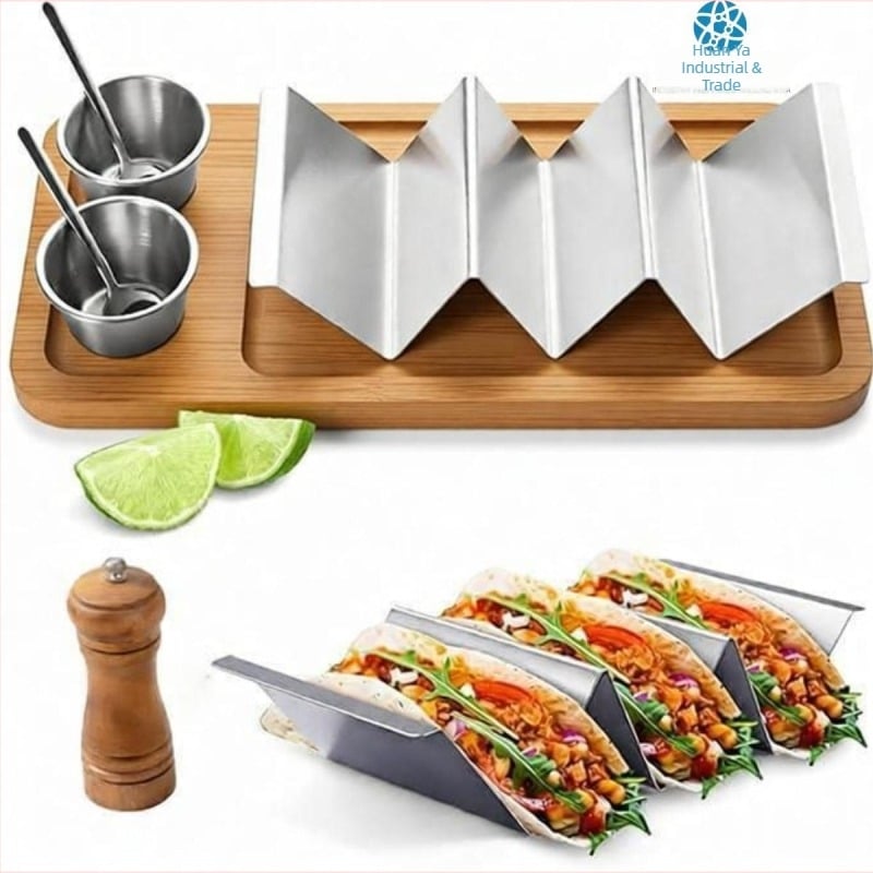 Set de 7 piese din oțel inoxidabil – tăvi ondulate pentru tacos și tortile