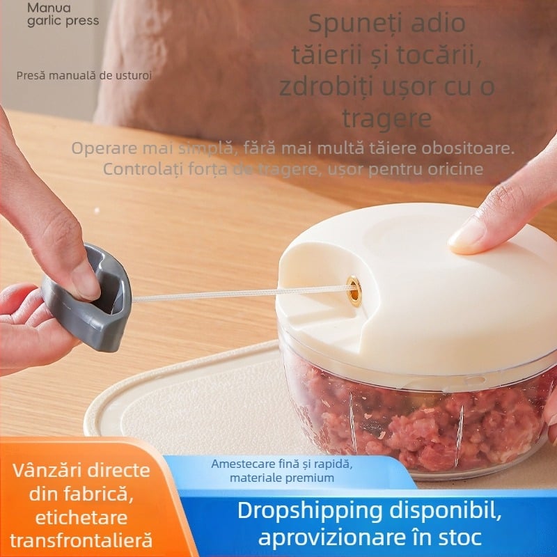 Unelte de bucătărie multifuncționale pentru usturoi, ghimbir, carne și piure de bebeluși — zdrobitor manual mic