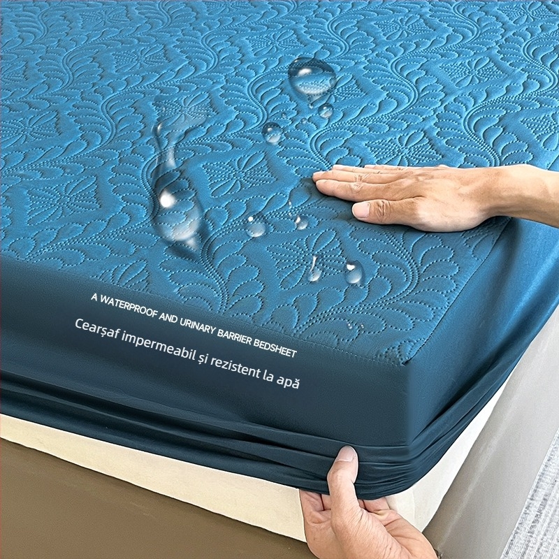 Protecție de saltea din bumbac 100%, antibacteriană, impermeabilă, cu aspect quilted, potrivită pentru sugari și familie, design minimalist, pentru toate sezoanele