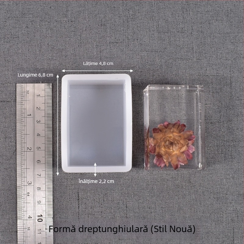 Formă din silicon pentru rășină cristalină DIY — dreptunghiular pentru insecte, plante și flori, formă pătrată cu finisaj oglindă