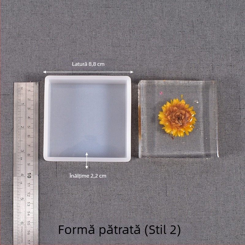 Formă din silicon pentru rășină cristalină DIY — dreptunghiular pentru insecte, plante și flori, formă pătrată cu finisaj oglindă