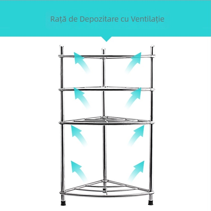 Raft de colț din oțel inoxidabil pentru baie și bucătărie, pliere, multifuncțional