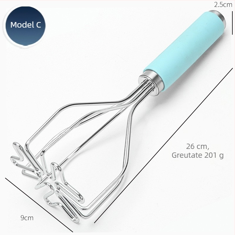 Zdrobitor de cartofi din oțel inoxidabil cu presă din silicon – ustensilă de bucătărie pentru piure de cartofi și cartofi mov