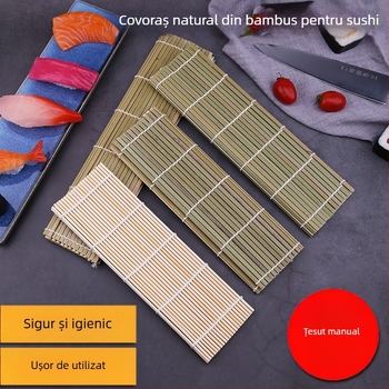 Formă DIY pentru rulouri sushi, cu covoraș din bambus și lemn