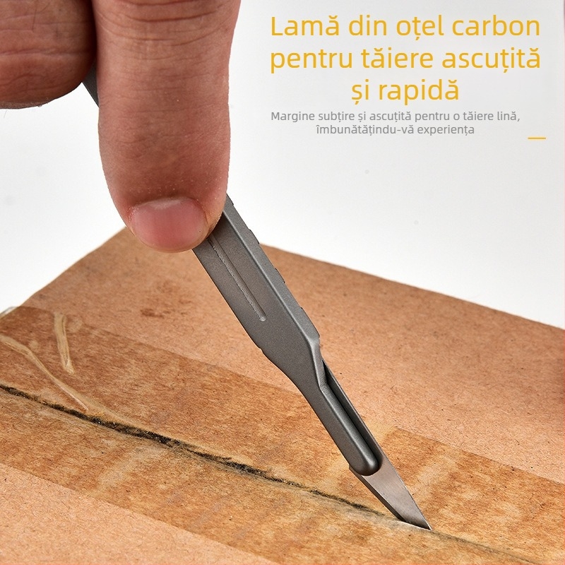 Cuțit de utilitate din aliaj de titan – mini briceag de buzunar, portabil pentru desfacerea ambalajelor, tăierea hârtiei și a tapetului, breloc