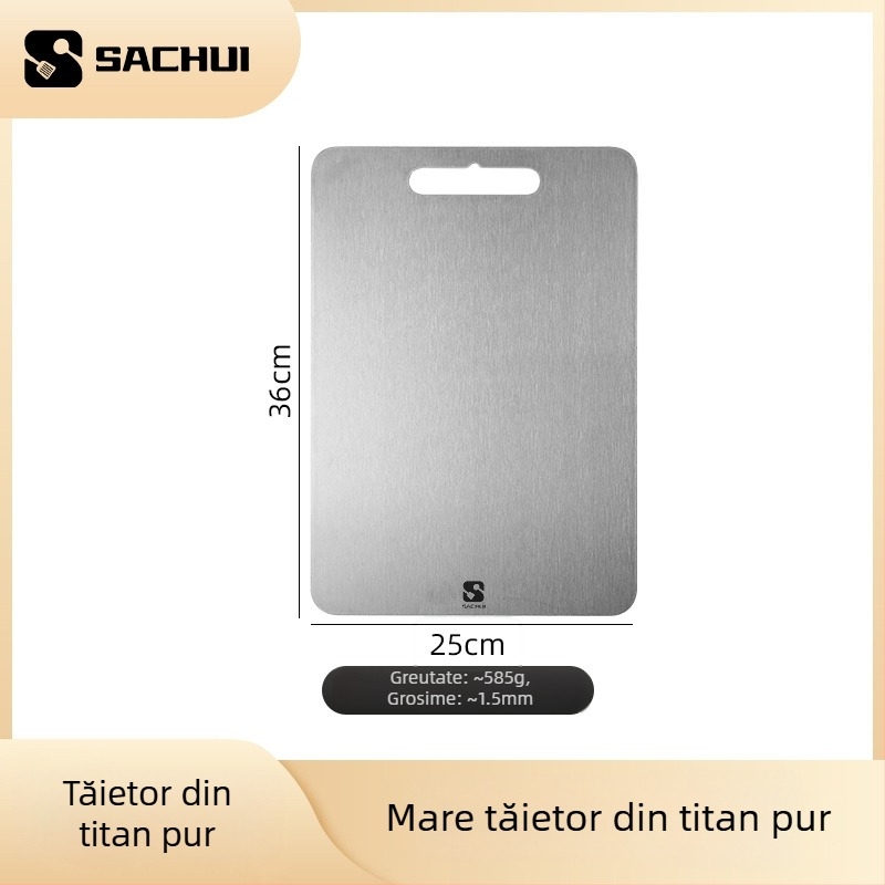 Placă de tăiat din titan pur, cu două fețe, 1,5 mm grosime, portabilă, rezistentă la mucegai, pentru camping și uz casnic