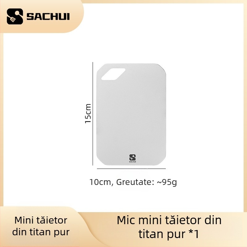 Placă de tăiat din titan pur, cu două fețe, 1,5 mm grosime, portabilă, rezistentă la mucegai, pentru camping și uz casnic
