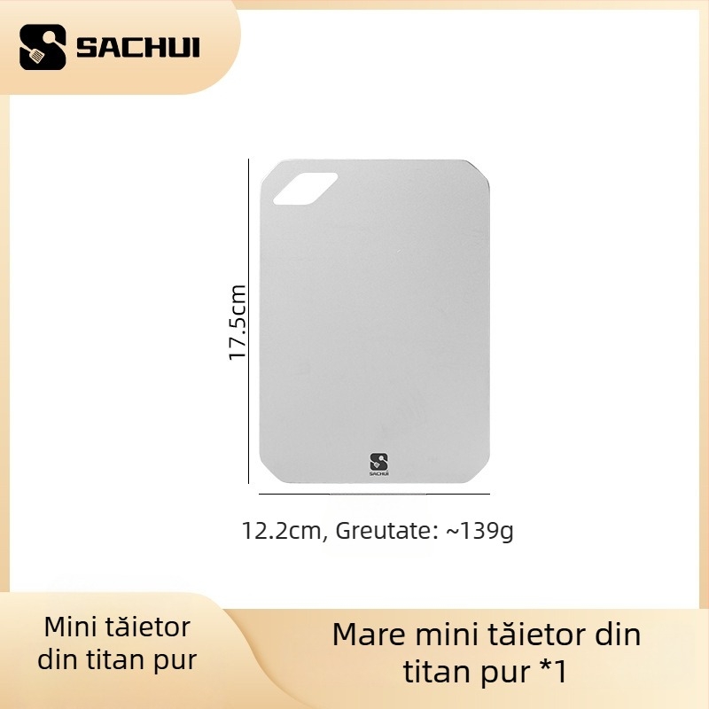 Placă de tăiat din titan pur, cu două fețe, 1,5 mm grosime, portabilă, rezistentă la mucegai, pentru camping și uz casnic