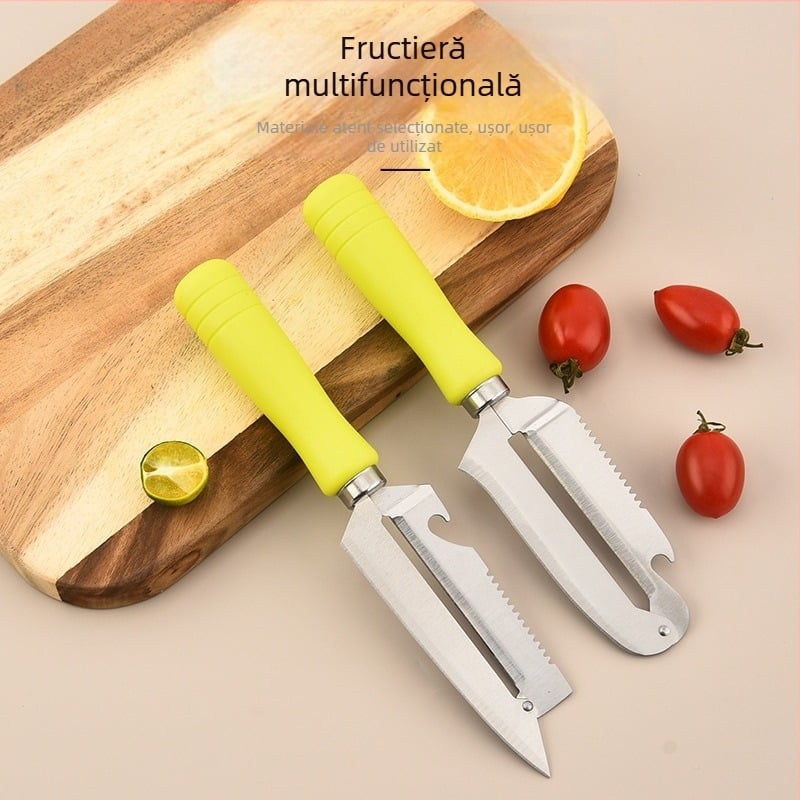 Unealtă de bucătărie din oțel inoxidabil: curățător pentru fructe și legume, cuțit pentru trestia de zahăr, răzuitor pentru solzi de pește, deschizător de sticle