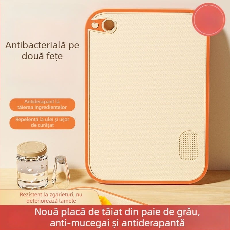 Tocător dublu fațet din paie de grâu, antibacterian și rezistent la mucegai, de calitate alimentară