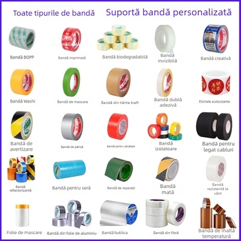 Dispenser de bandă transparent cu lamă pentru ambalare și sigilare, lățime 4,8