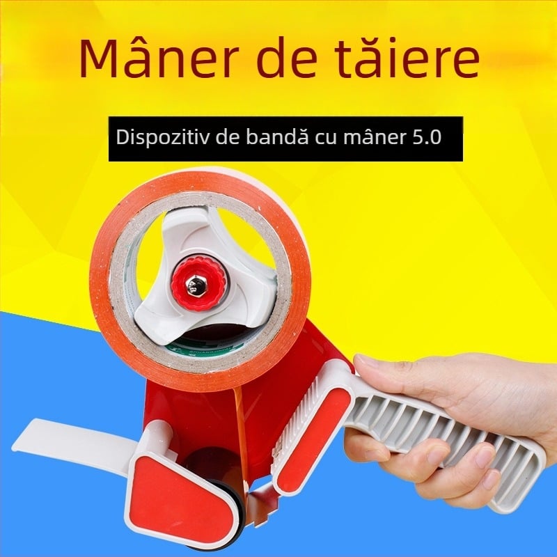 Tăietor de bandă transparentă de 5 cm, suport pentru bandă și sigiliu pentru cutii