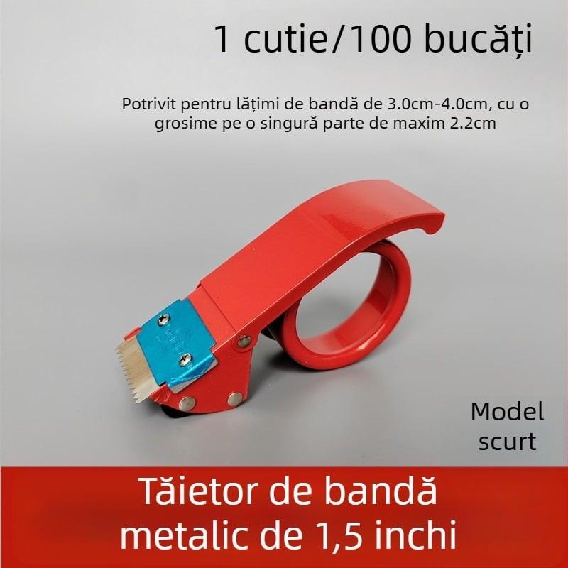 Închizător metalic pentru cutii, 1,5 inch, tăietor pentru bandă transparentă de 3,6 cm, lățime bandă 36 mm