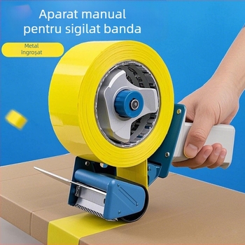 Unealtă manuală pentru sigilarea cutiilor cu bandă transparentă lată de 5 cm și lamă de tăiere