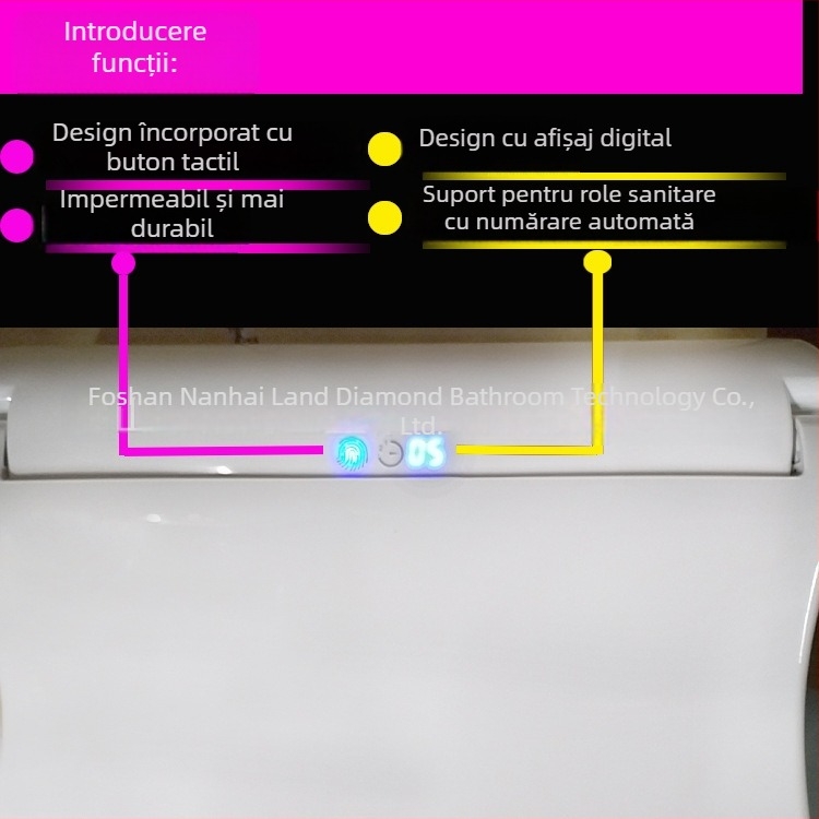 Capac de toaletă de unică folosință cu afișaj digital și înlocuire automată