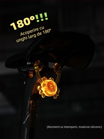 Lampă posterioară pentru bicicletă, design crab creativ, pentru plimbări nocturne, impermeabilă, baterie cu durată lungă, pentru biciclete de munte și de oraș