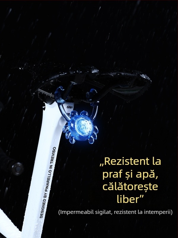 Lampă posterioară pentru bicicletă, design crab creativ, pentru plimbări nocturne, impermeabilă, baterie cu durată lungă, pentru biciclete de munte și de oraș