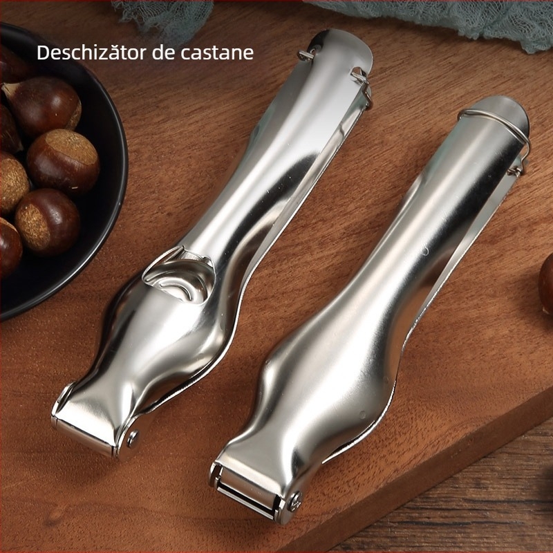 Descojitor de castane din oțel inoxidabil — ustensilă de bucătărie, clip pentru castane, design creativ