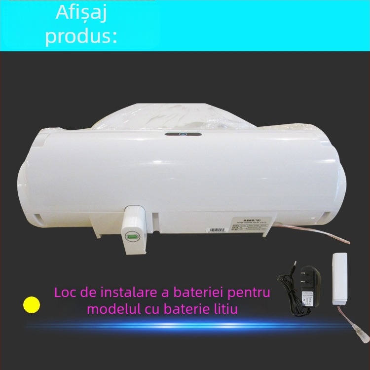 Blue Weibao capac de toaletă încălzit automat, cu închidere moale, distanță reglabilă între găuri de montaj 13–18 cm, model G01