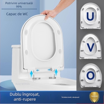 Capac de toaletă antibacterian, rezistent la mucegai, universal pentru uz casnic, inel din urea-formaldehidă, închidere lentă