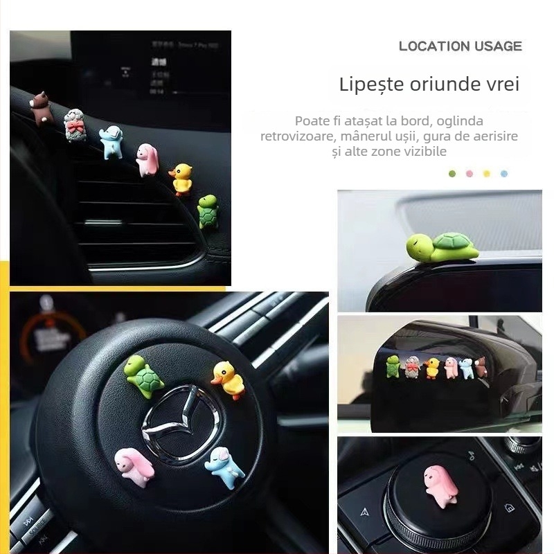 Decorațiuni pentru interior auto, ornamente pentru consola centrală, accesorii din rășină în stil desen animat