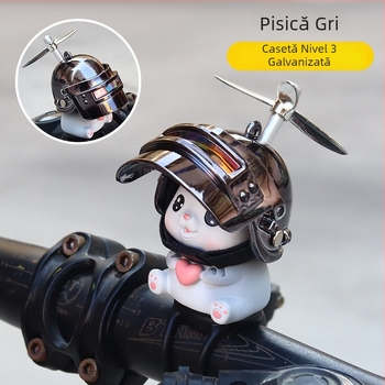 Decorațiune pentru motocicletă: pluș pisicuță din cauciuc, cu motiv dragonfly, accesoriu pentru cască ce luminează