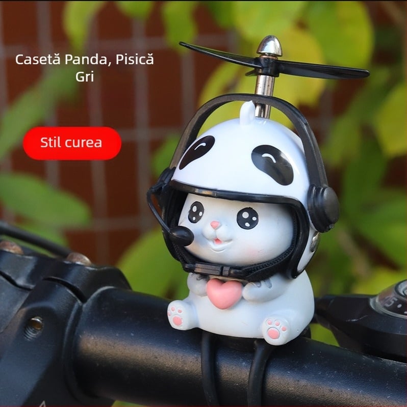 Decorațiune pentru motocicletă: pluș pisicuță din cauciuc, cu motiv dragonfly, accesoriu pentru cască ce luminează