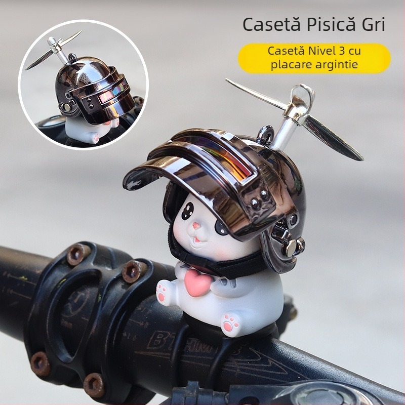 Decorațiune pentru motocicletă: pluș pisicuță din cauciuc, cu motiv dragonfly, accesoriu pentru cască ce luminează