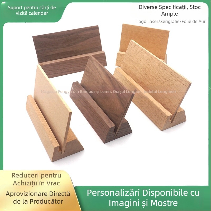Bază din lemn pentru calendar de birou, suport pentru cărți de vizită și meniuri, suport decorativ din lemn masiv.