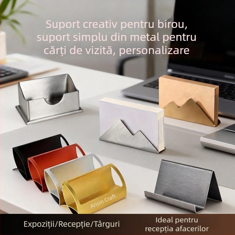 Suport metal pentru cărți de vizită, cutie minimalistă pentru carduri, cu capacitate personalizabilă