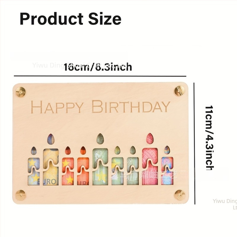 Card de felicitare din lemn cu bani, design modern minimalist, pentru absolvire, începutul anului școlar și ziua de naștere