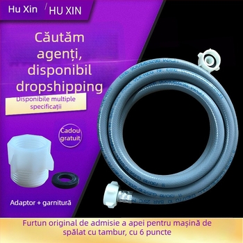 Furtun de alimentare cu apă pentru mașina de spălat cu tambur, stil european, cu adaptor, compatibil Siemens Bosch Samsung