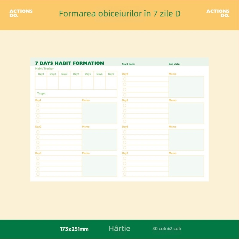 Caiet de planificare a datelor cu note detașabile neadezive, aproximativ 30 de pagini, hârtie 80 g, stil japonez/coreean drăguț