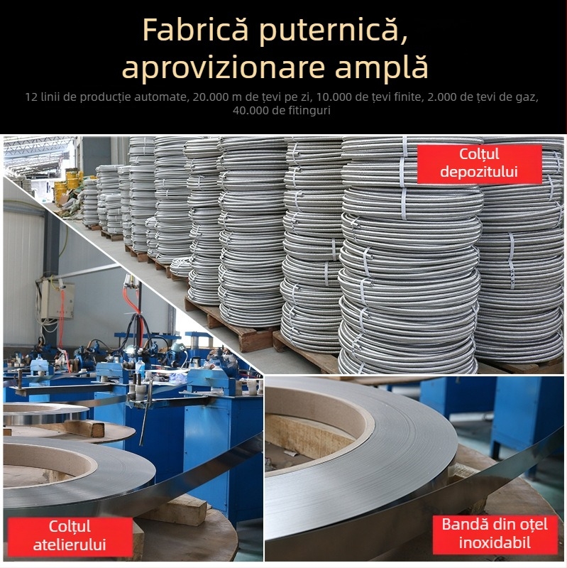 Furtun de alimentare din oțel inoxidabil 304, ondulat, pentru apă caldă și rece – pentru încălzitoare de apă, boilere montate pe perete, toalete și instalații solare