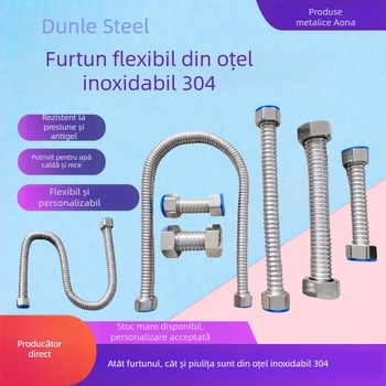 Conductă flexibilă din oțel inoxidabil 304, conexiune scurtă pentru intrare/ieșire apă caldă/rece pentru sistem solar, furtun metal flexibil, rezistent la explozii