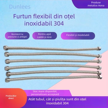 Conductă flexibilă din oțel inoxidabil 304, conexiune scurtă pentru intrare/ieșire apă caldă/rece pentru sistem solar, furtun metal flexibil, rezistent la explozii