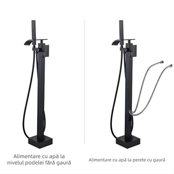 Robinet de cadă în stil european-american, cu jet rotativ, coloană din lemn pentru cadă, model montaj pe perete