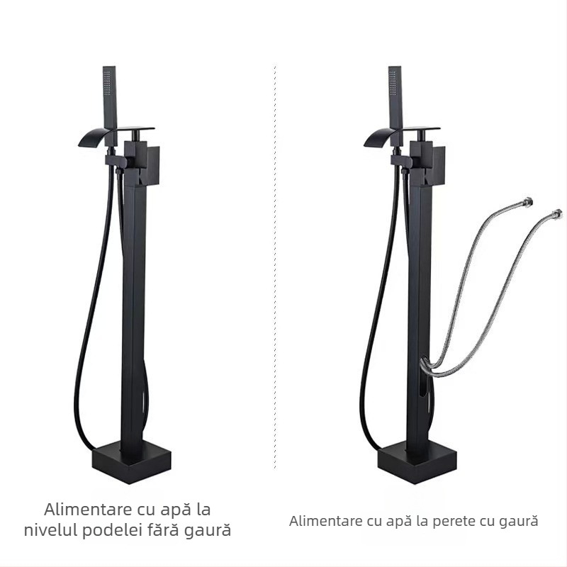 Robinet de cadă în stil european-american, cu jet rotativ, coloană din lemn pentru cadă, model montaj pe perete