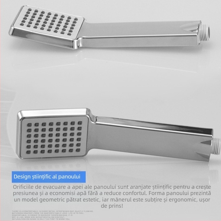 Duș pătrat portabil, cu funcție anti-blocare, design cu o singură funcție, crește presiunea și economisește apa
