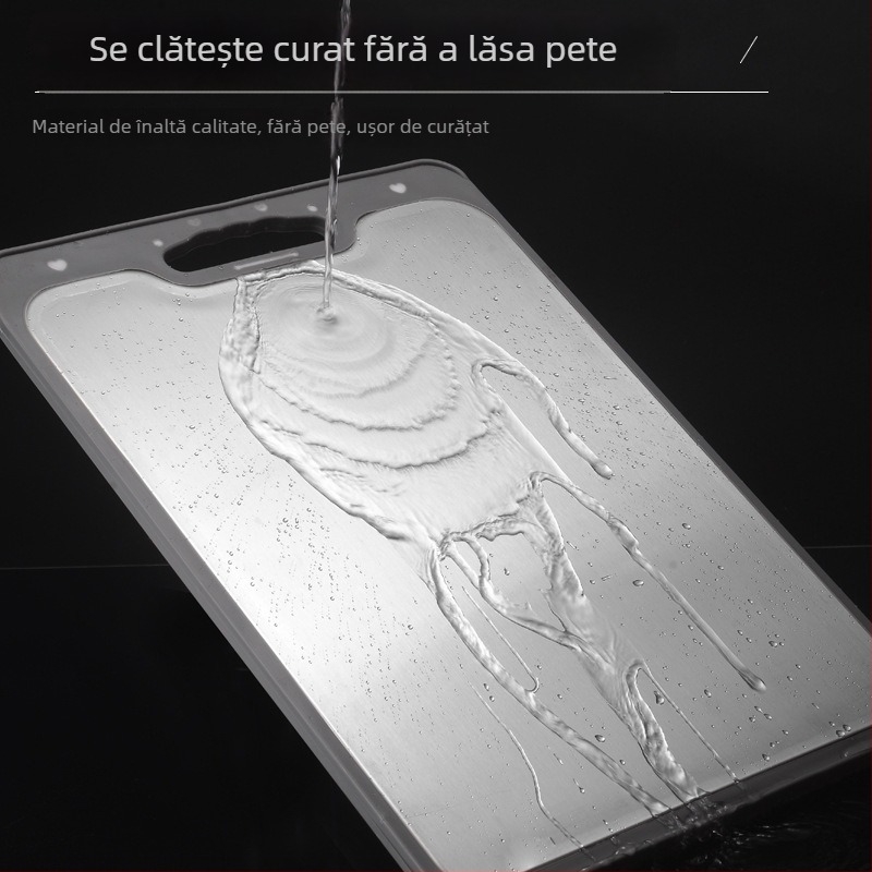 Tocător dublu față pentru bucătărie, suprafață din oțel inoxidabil 304 și parte din plastic, pentru fructe