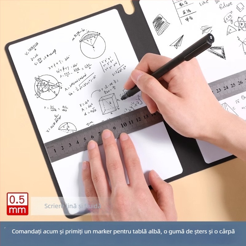 Notebook A5 din piele cu tablă albă – portabil pentru scriere pe birou