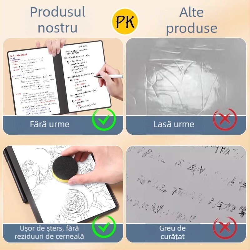 Notebook A5 din piele cu tablă albă – portabil pentru scriere pe birou