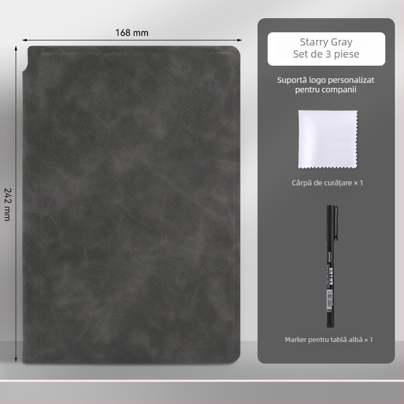 Notebook A5 din piele cu tablă albă – portabil pentru scriere pe birou