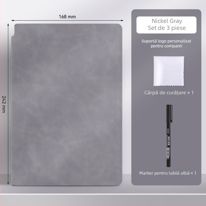 Notebook A5 din piele cu tablă albă – portabil pentru scriere pe birou