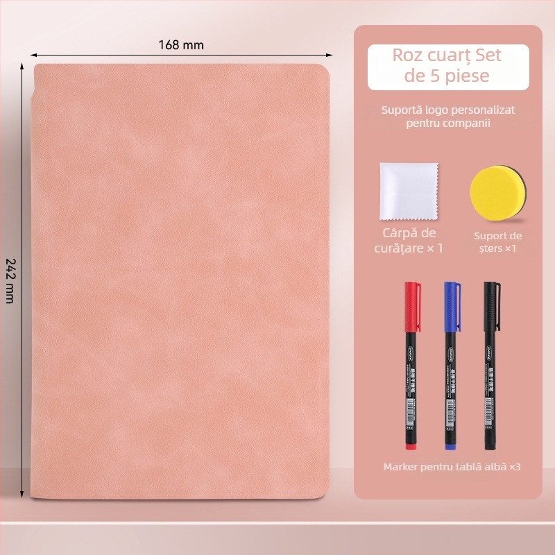 Notebook A5 din piele cu tablă albă – portabil pentru scriere pe birou