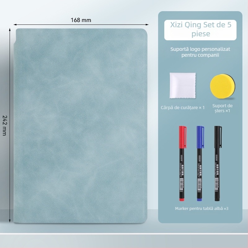 Notebook A5 din piele cu tablă albă – portabil pentru scriere pe birou